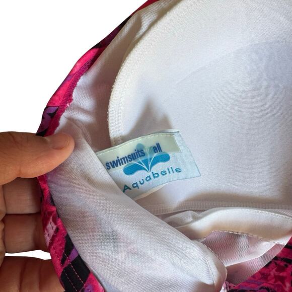 Swimsuits For All Aquabelle Size 16 One Piece Swimsuit Pink Geometric Print - Picture 5 of 10